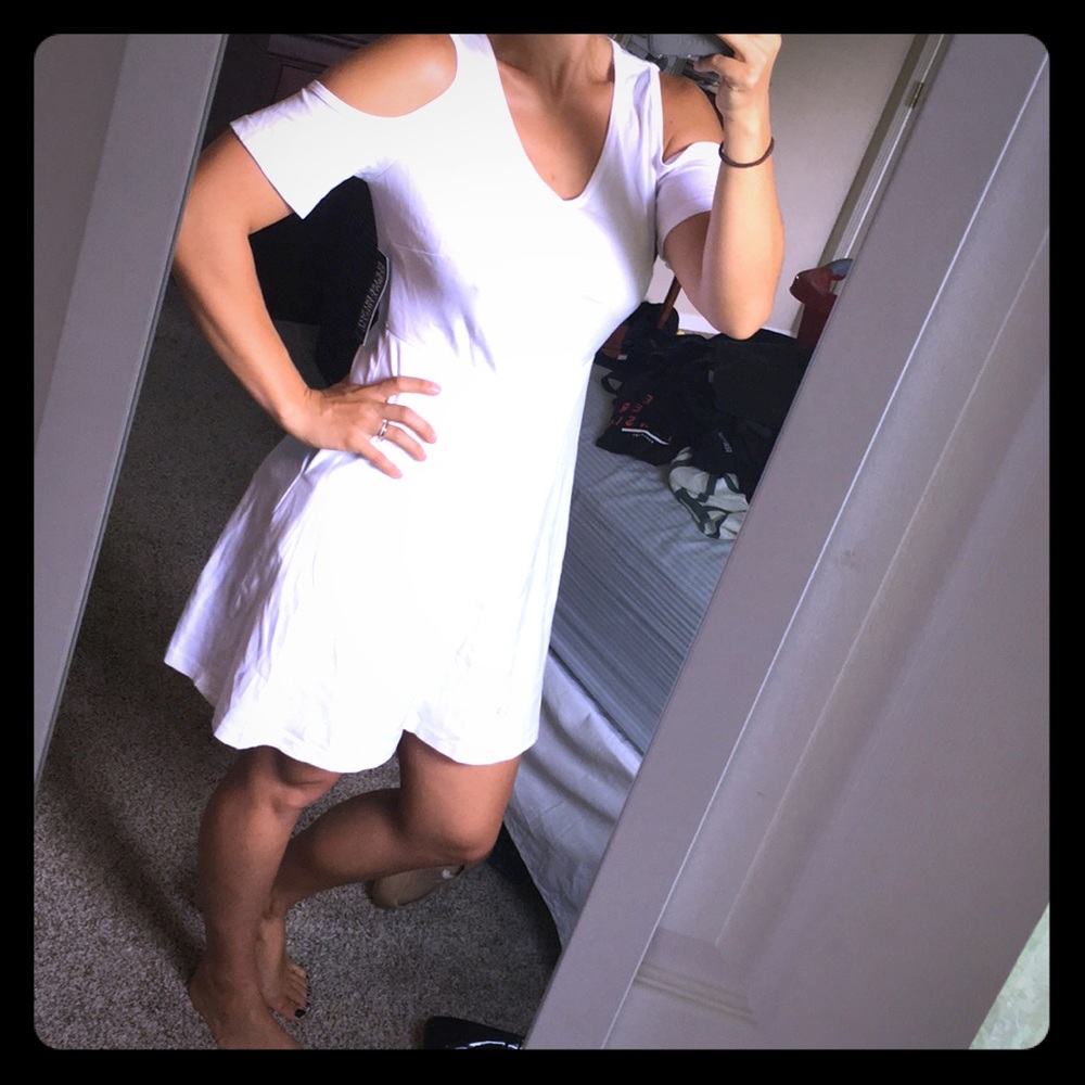 White new york and company cold shoulder dress